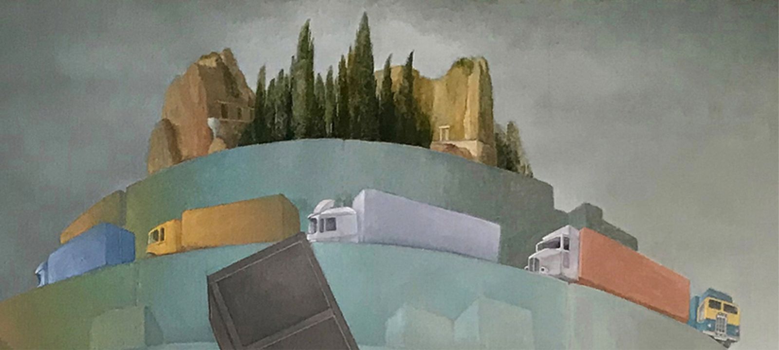 Babele, olio su tela, particolare, Isola dei morti