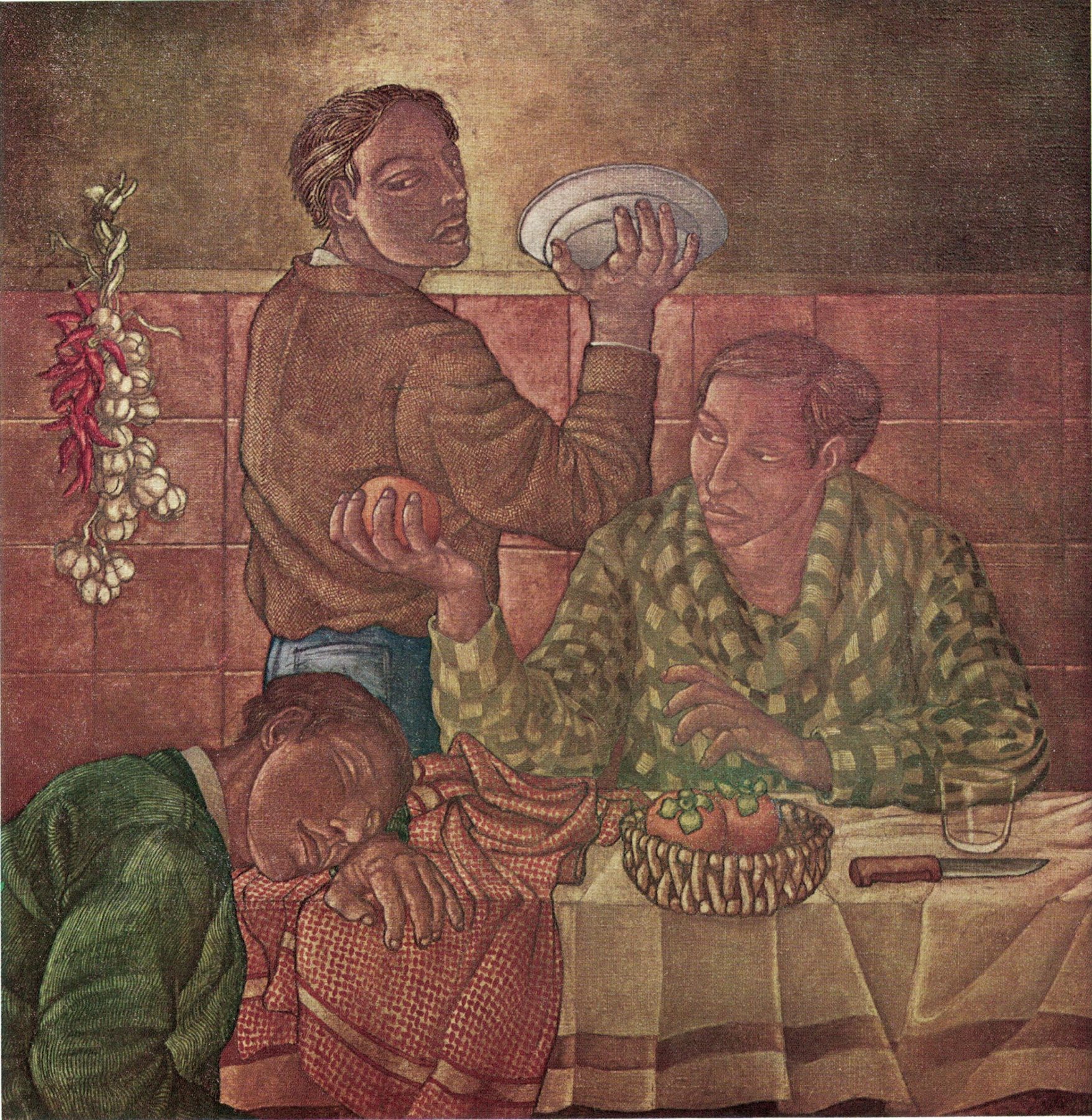 Cena all'Arnaio, olio su tela, cm. 150 x 150, 1978