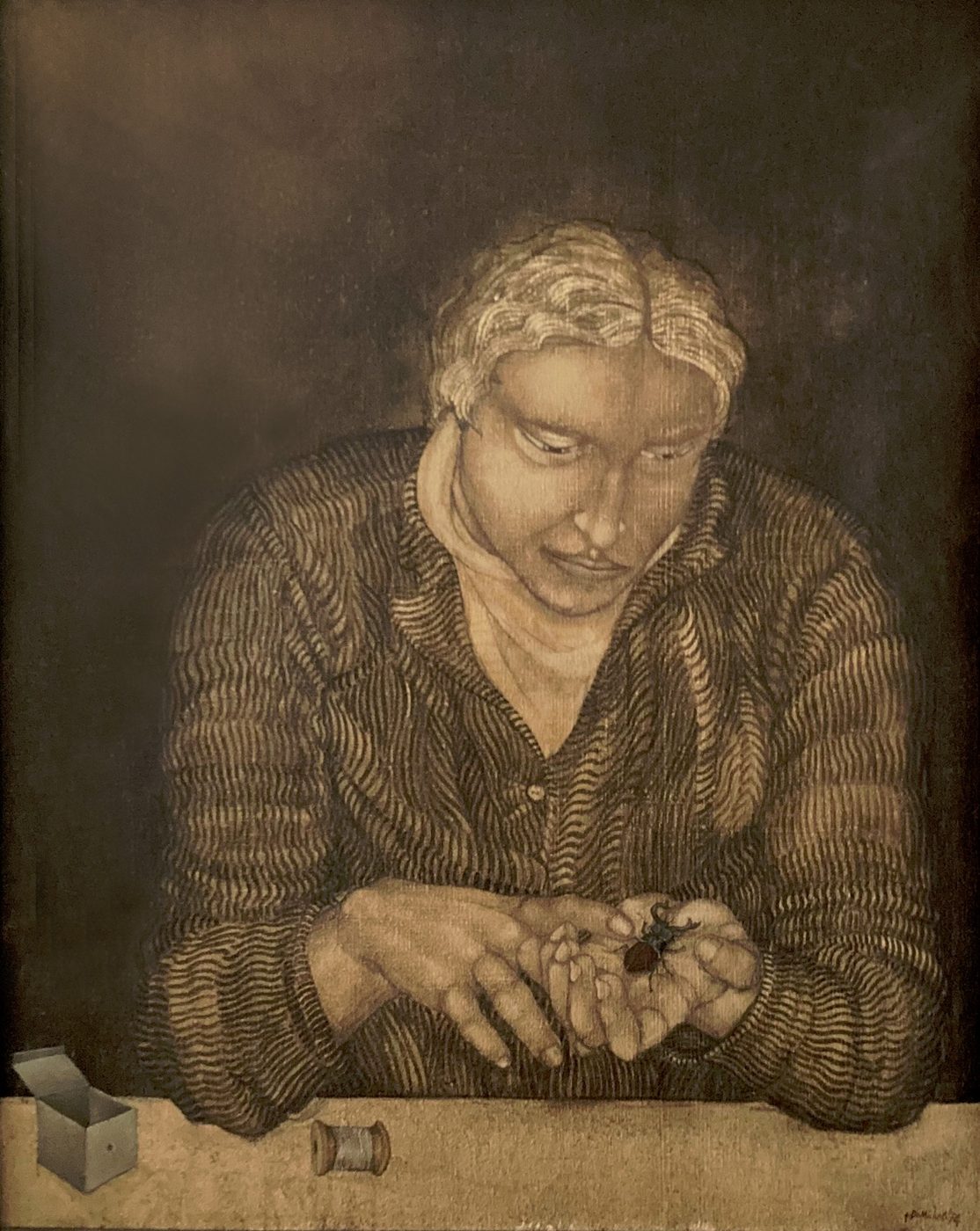 Ragazzo con il cervo volante, olio su tela, cm 115 x 92, 1074